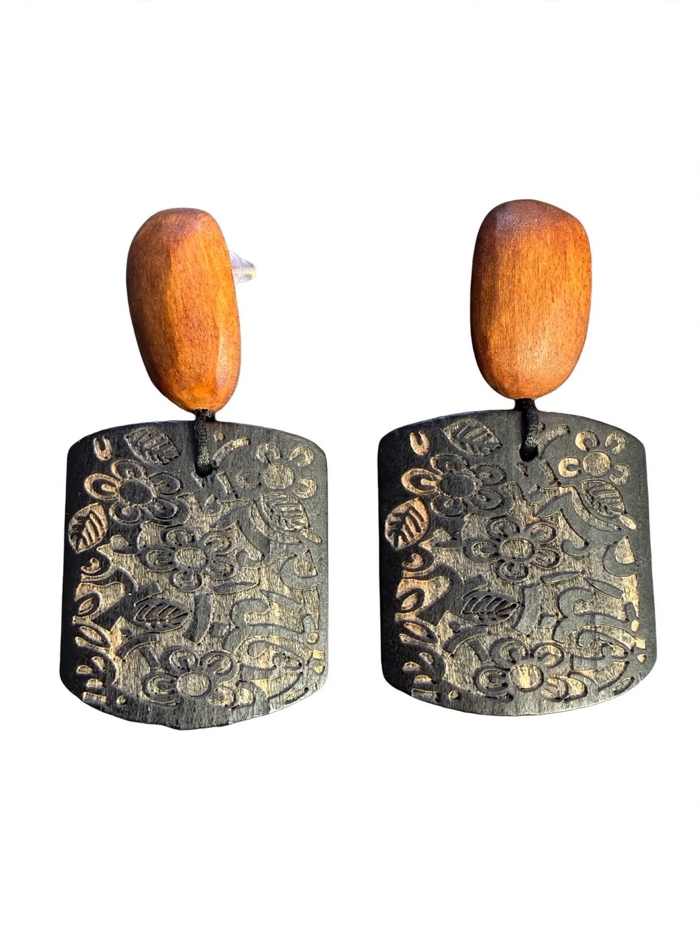 NEW Handmade Wooden Dangle Earrings with 925 Silver Posts For women E076